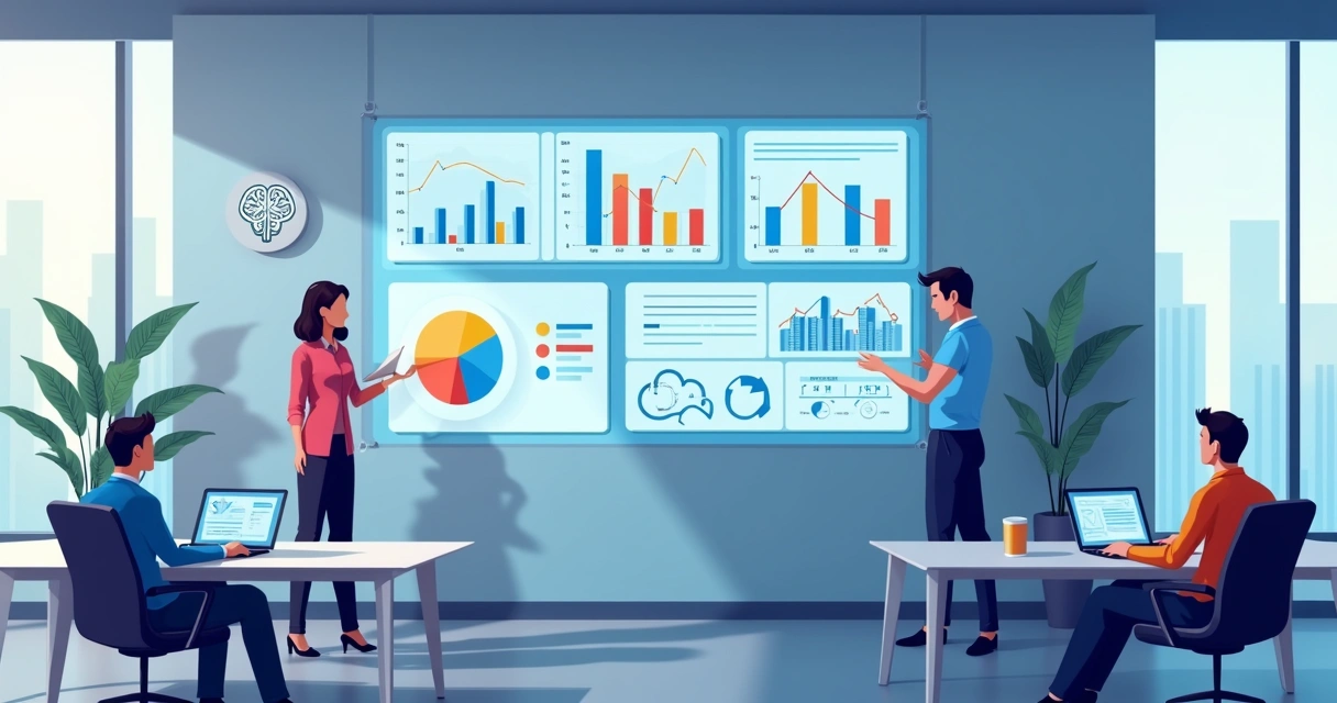 Dashboard digital com gráficos de previsão e IA 