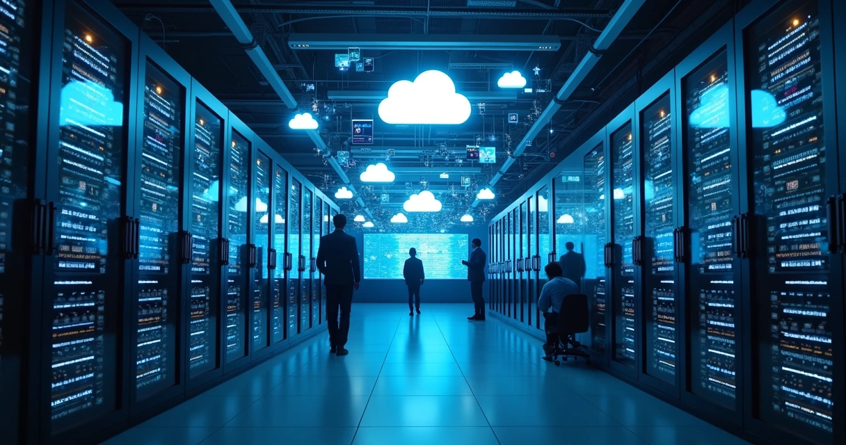 Salas de servidores de data center com conectividade em nuvem 