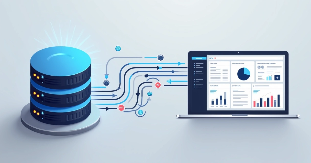 Database and dashboard connected via data flow 