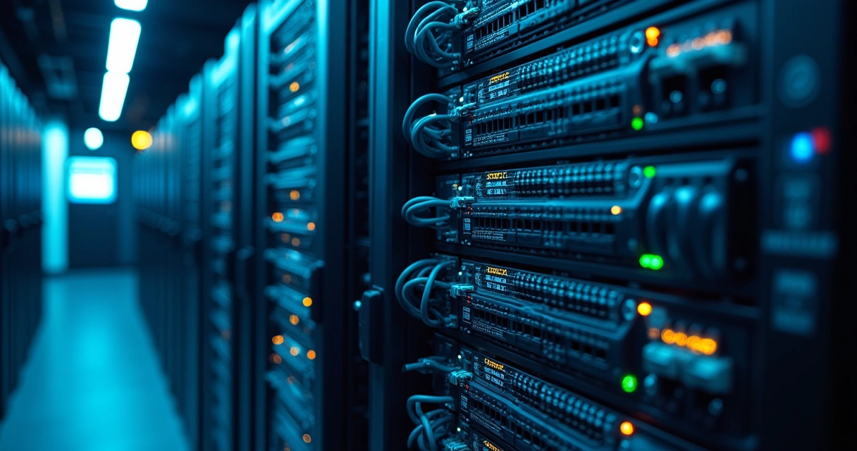 Cabos em servidores locais de datacenter. 