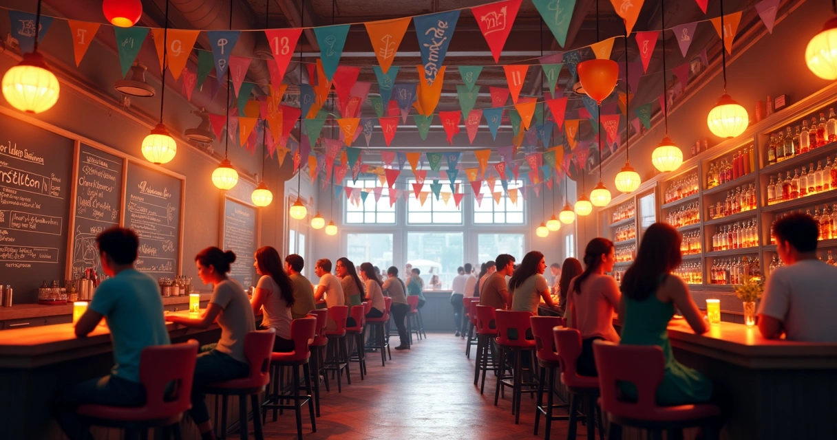 Decoração festiva em bar para datas comemorativas 