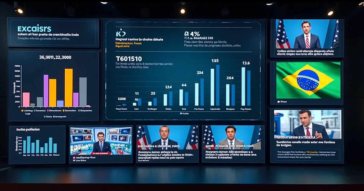 Digital panel showing high engagement in political debate video clips. 