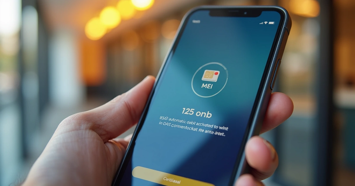 Tela do celular com débito automático ativado 