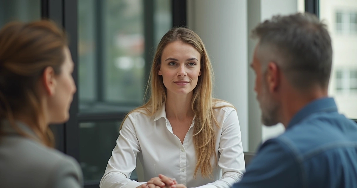 Persona negando amablemente una petición 