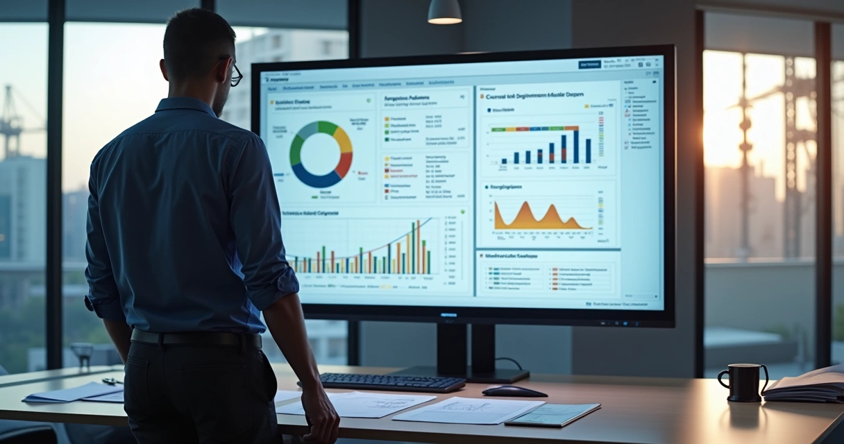 Engenheiro analisando relatório de aditivo contratual