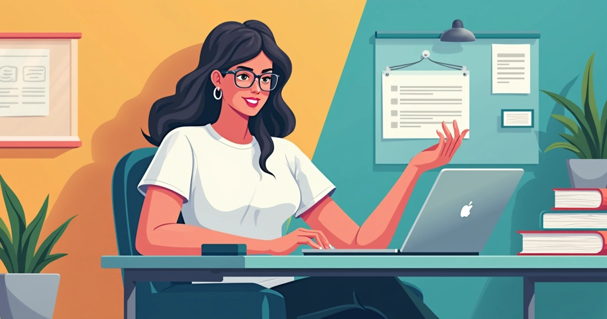Ilustração mostrando uma mulher empreendedora decidindo entre usar Canva ou contratar profissional para branding, com elementos visuais de design e tecnologia ao redor 
