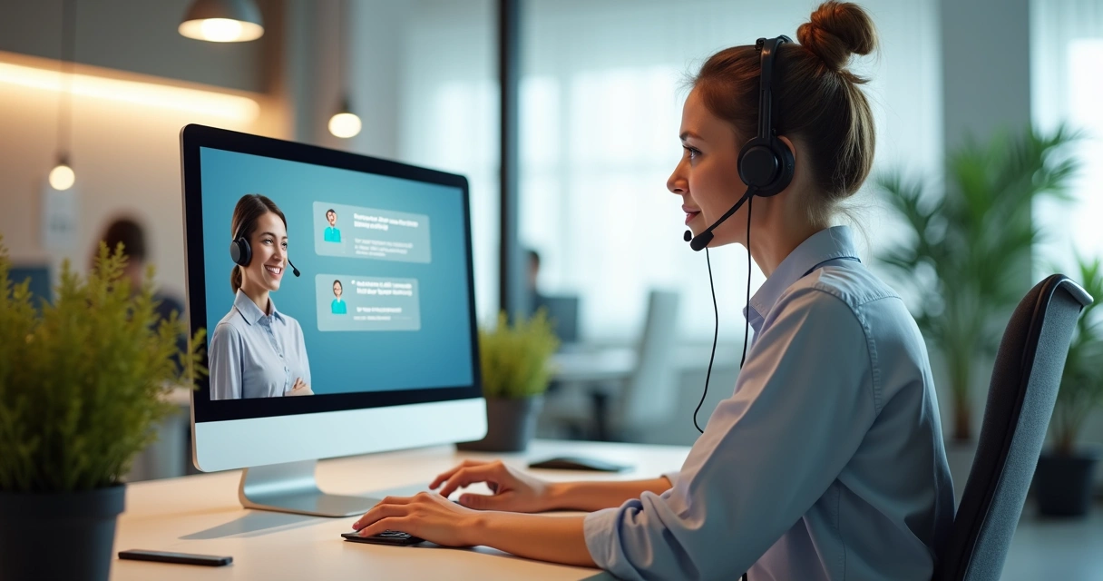 Pessoa analisando escolhas em atendimento ao cliente em ambiente moderno