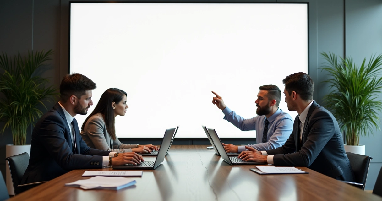 Executivos analisando gráficos em mesa