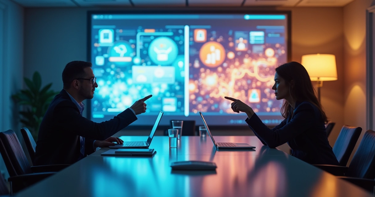 Equipe decide caminho para automação em reunião de negócios 