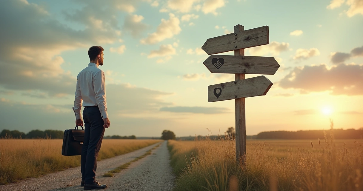 Pessoa olhando diferentes caminhos em uma encruzilhada