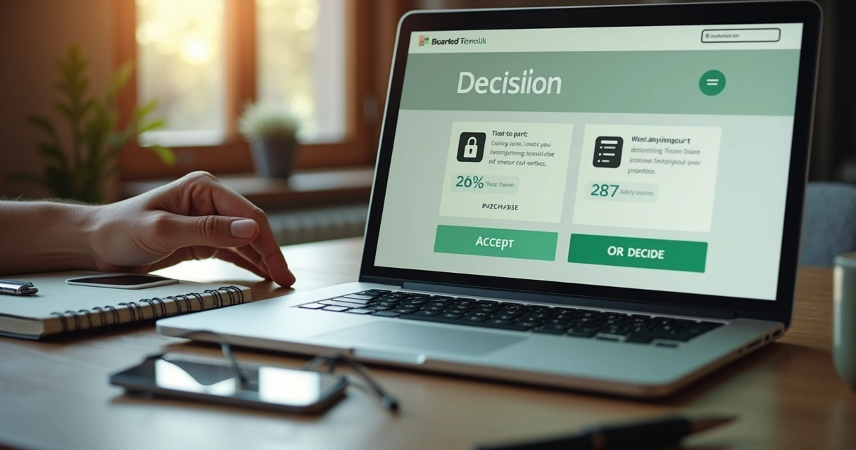 Tela com escolhas digitais conscientes e ícones de privacidade e consumo 