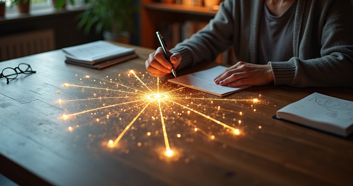 Pessoa analisando decisão ética em um tabuleiro interligado por linhas de luz 