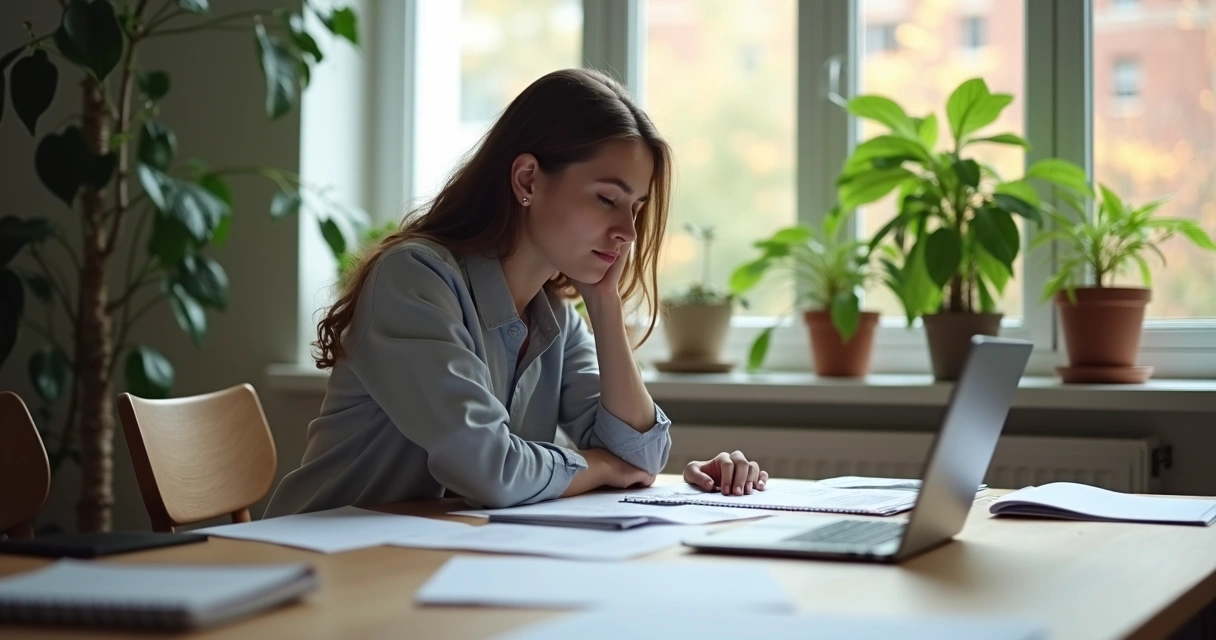 Pessoa refletindo sobre escolhas financeiras em ambiente tranquilo 