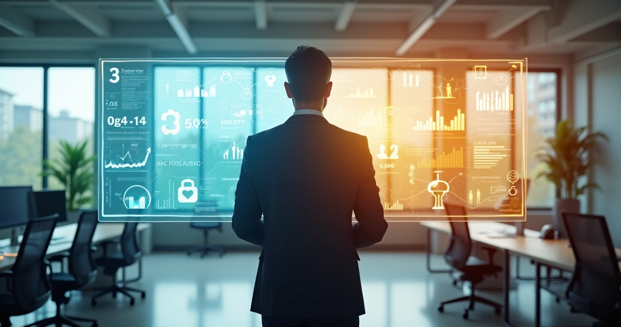 Pessoa diante de painel avaliando decisão com impacto em pessoas e resultados 