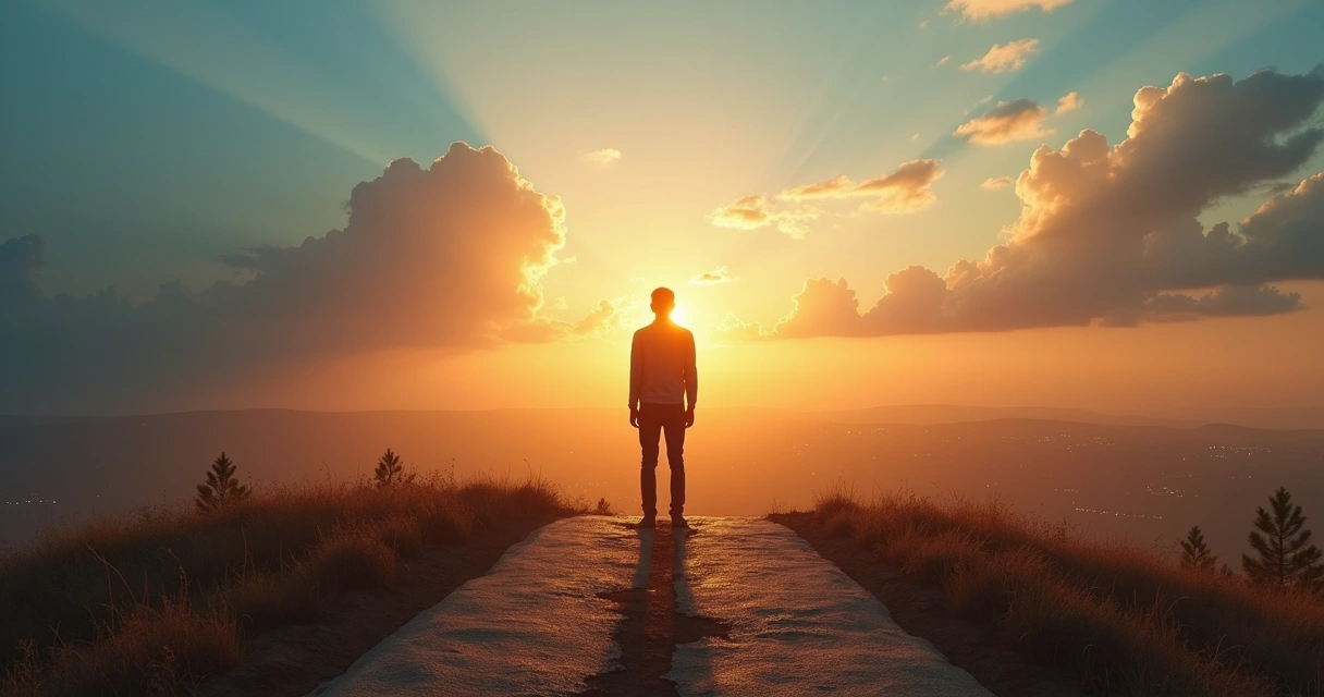 Pessoa em encruzilhada refletindo entre intuição medo e desejo 