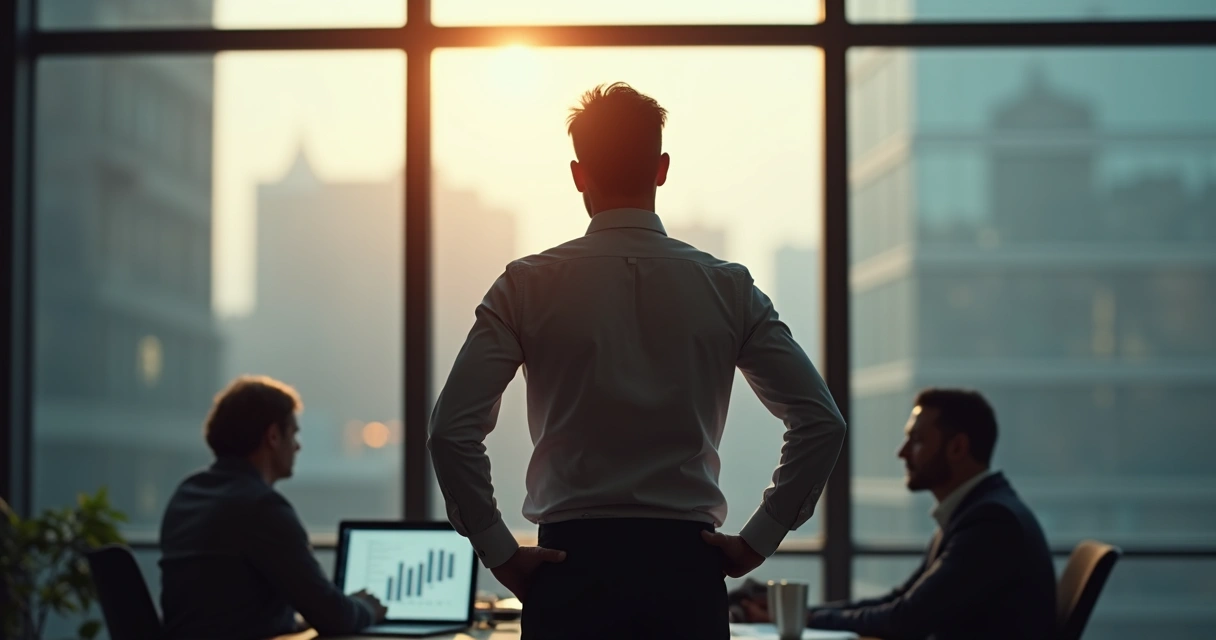 Líder tomando decisão em ambiente moderno de PME 