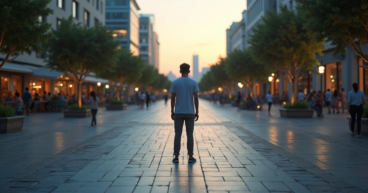 Pessoa diante de encruzilhada refletindo sobre decisão moral ambígua 