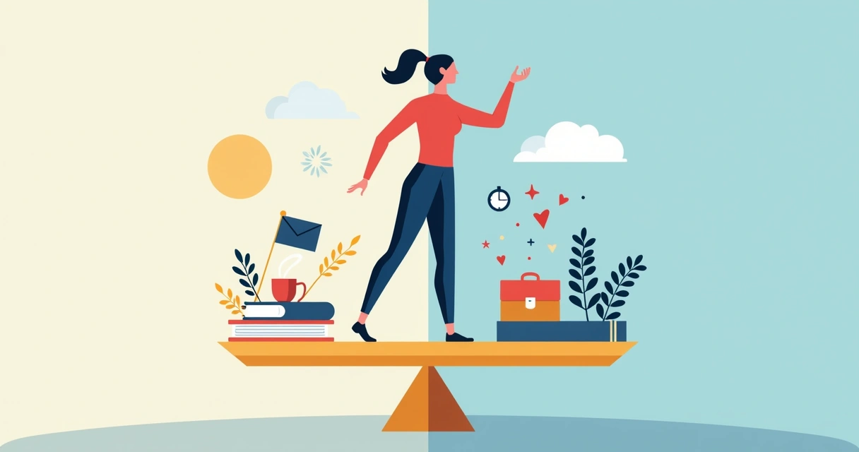 Pessoa na balança equilibrando tarefas do trabalho e da vida pessoal 