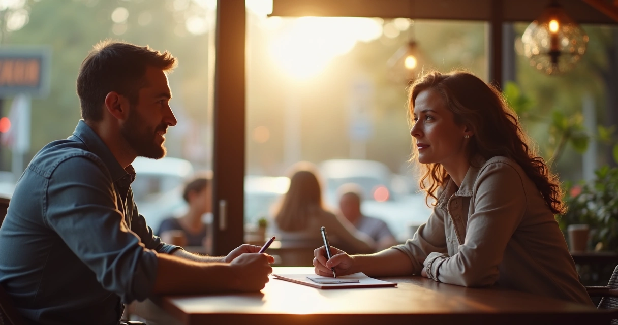 Duas pessoas conversando sobre decisão racional e emocional 