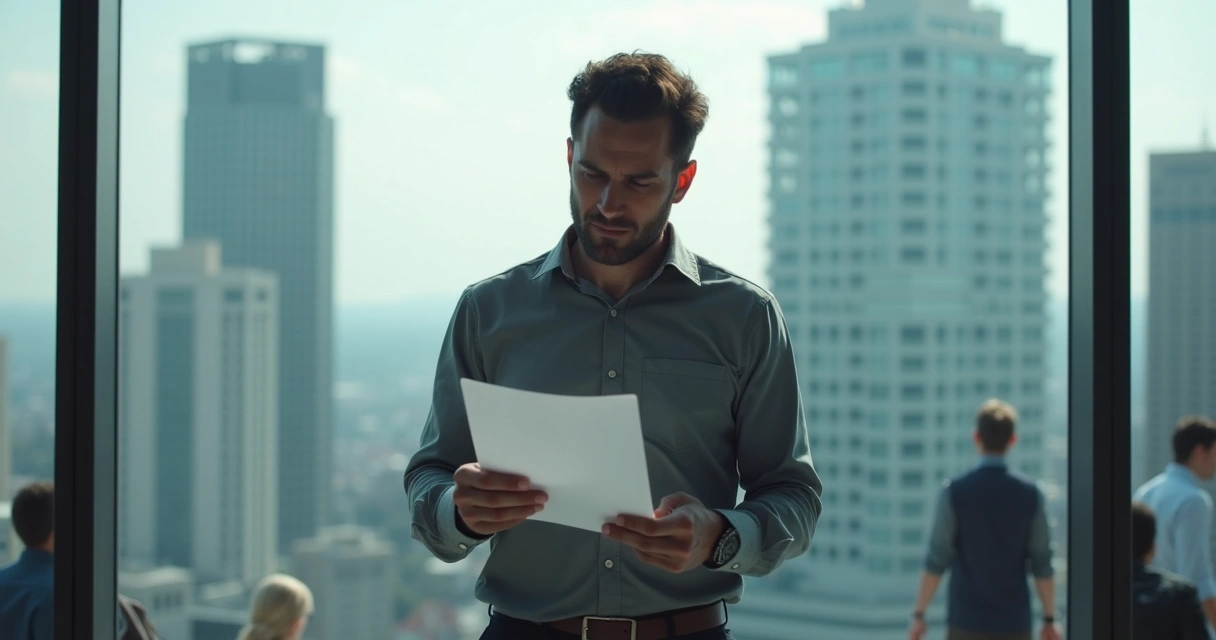 Pessoa refletindo antes de tomar uma decisão complexa em ambiente de trabalho 