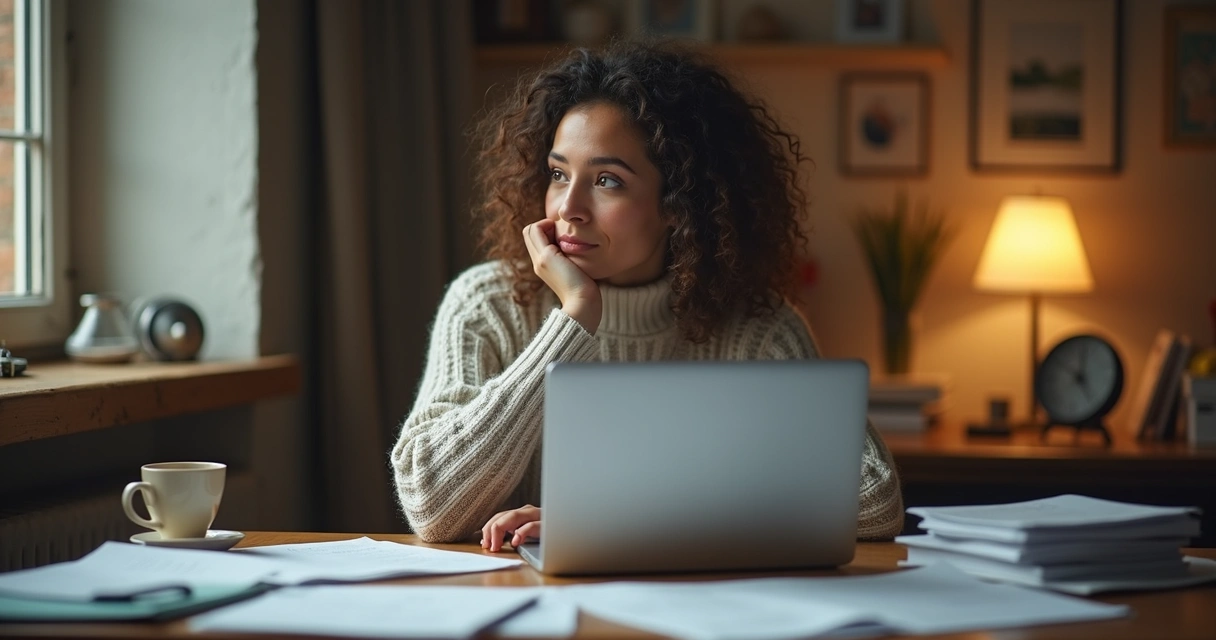 Pessoa refletindo antes de tomar uma decisão importante 