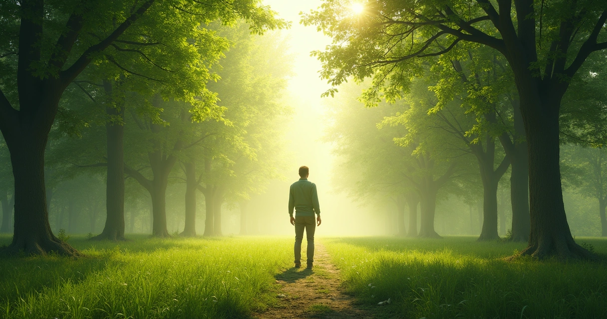 Person at crossroads with multiple branching paths ahead 