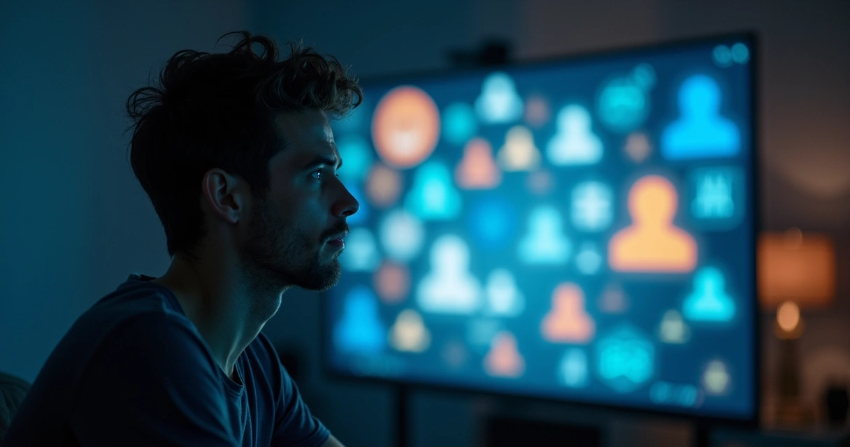 Persona observando una pantalla llena de símbolos digitales