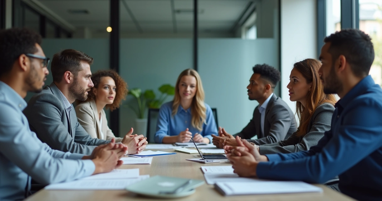 Personas en un grupo reunidas tomando una decisión colectiva 
