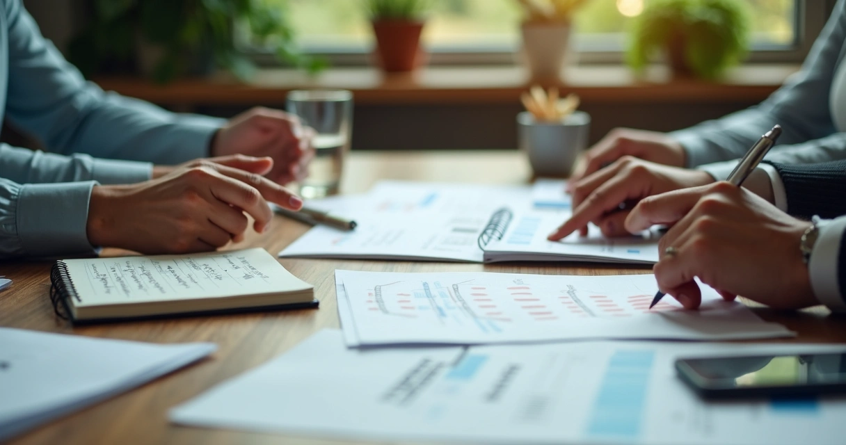 Mesa de trabajo con documentos y símbolo de decisión ética