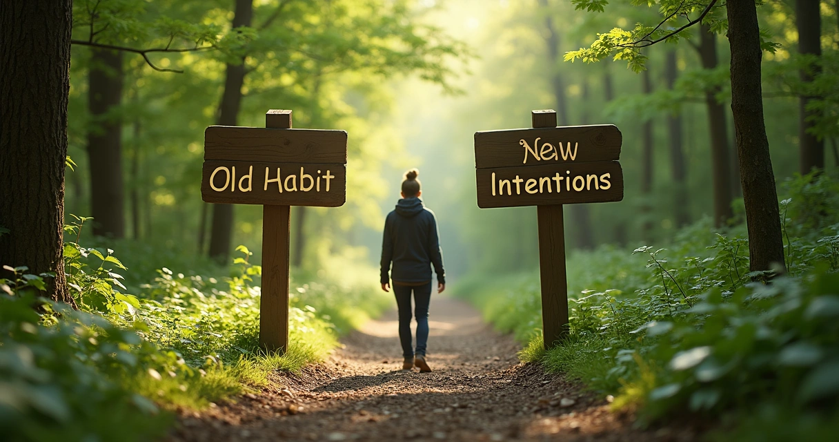Person standing at a path fork with different signs showing directions 