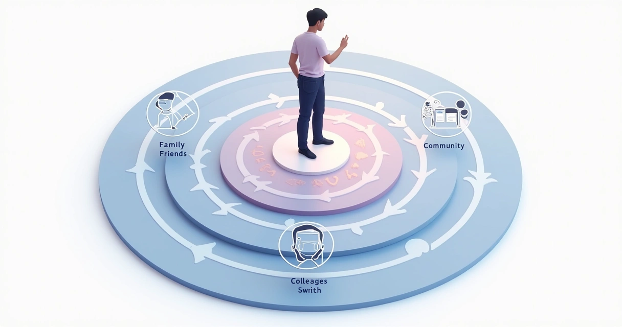 Diagram illustrating decision ripples affecting people 