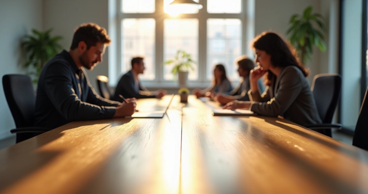 Balancing scales with one side showing a single person and the other showing a group discussion