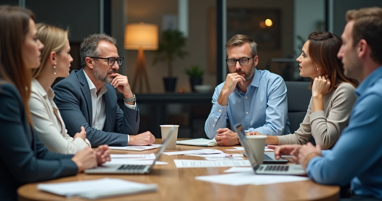 Team meeting discussing a difficult ethical decision