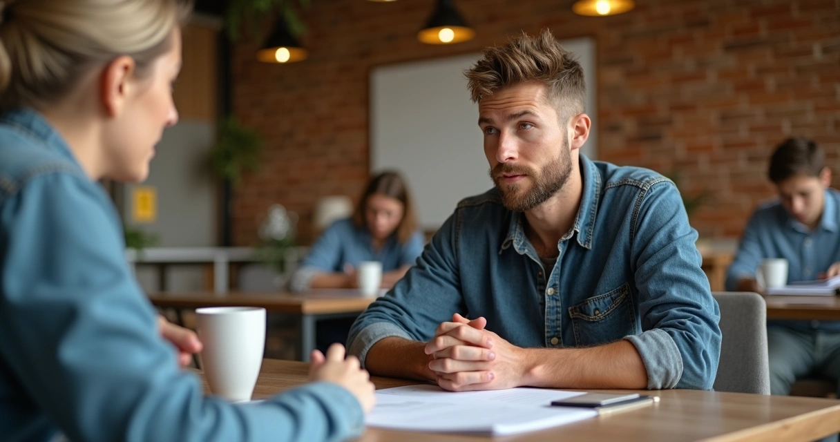 Pessoa refletindo no voluntariado com outros ao fundo 