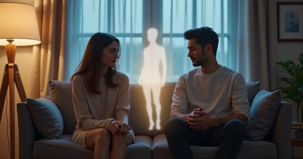 Casal sentado distante no sofá refletindo sobre conflitos no relacionamento 