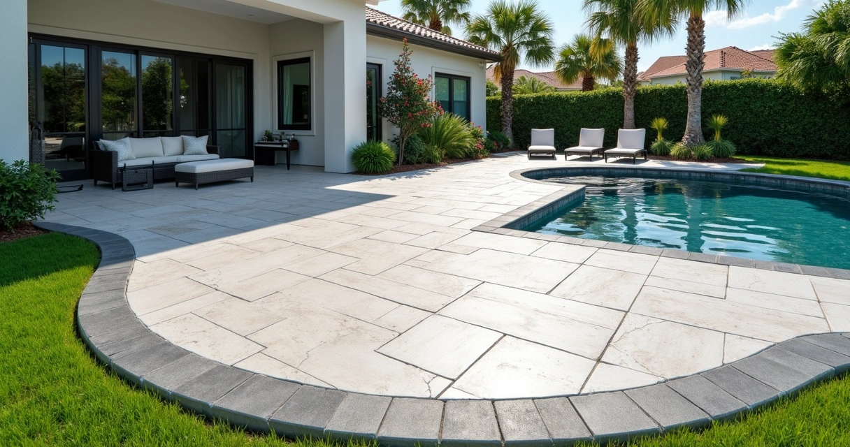 Decorative resurfaced patio with modern colors 