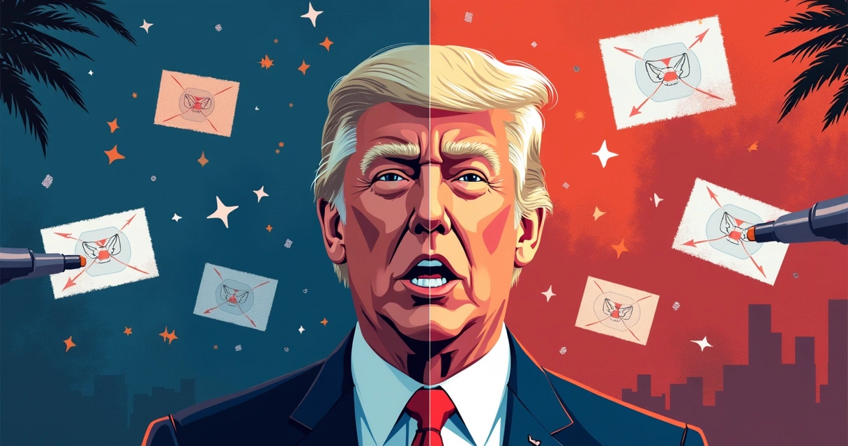 Representação visual de deepfake eleitoral com IA 