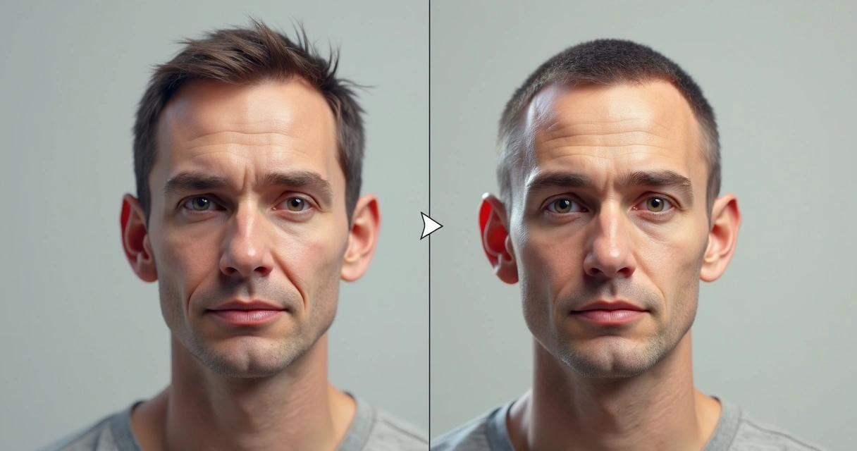 Comparação de rosto real e deepfake lado a lado