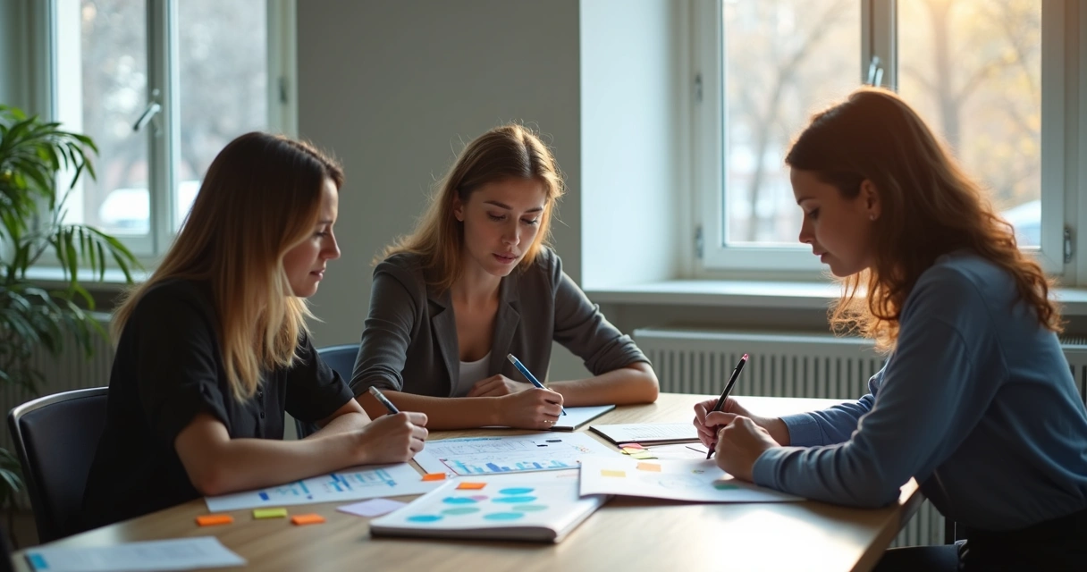 Metas profissionais sendo discutidas em reunião corporativa