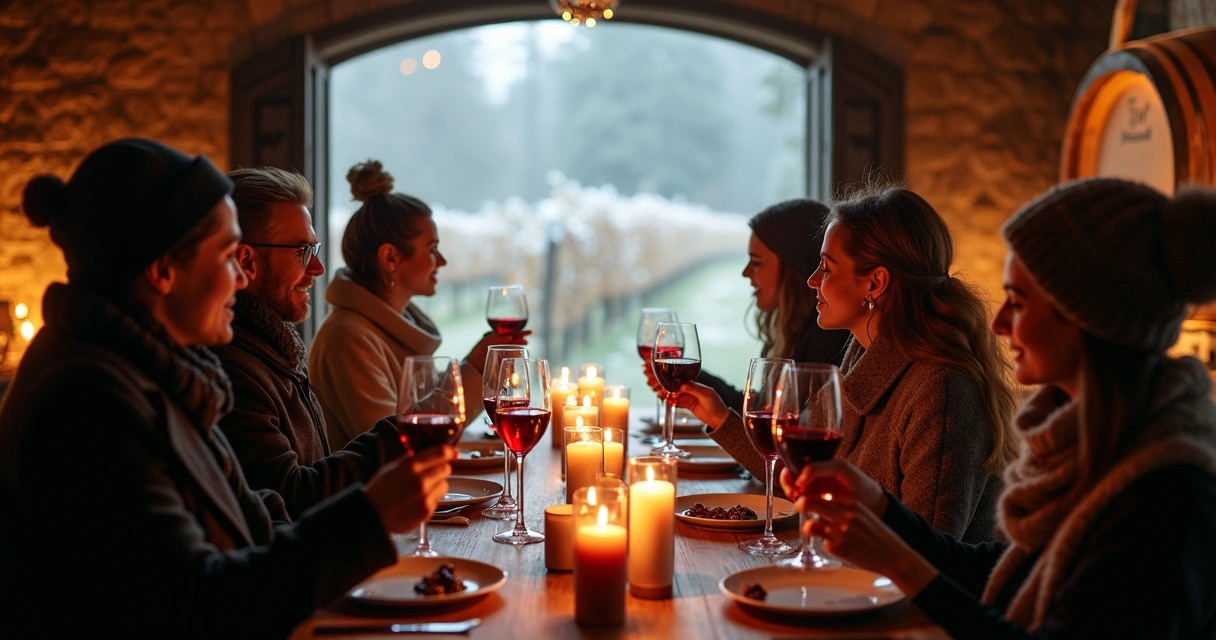 Degustação de vinho em vinícola durante inverno brasileiro 