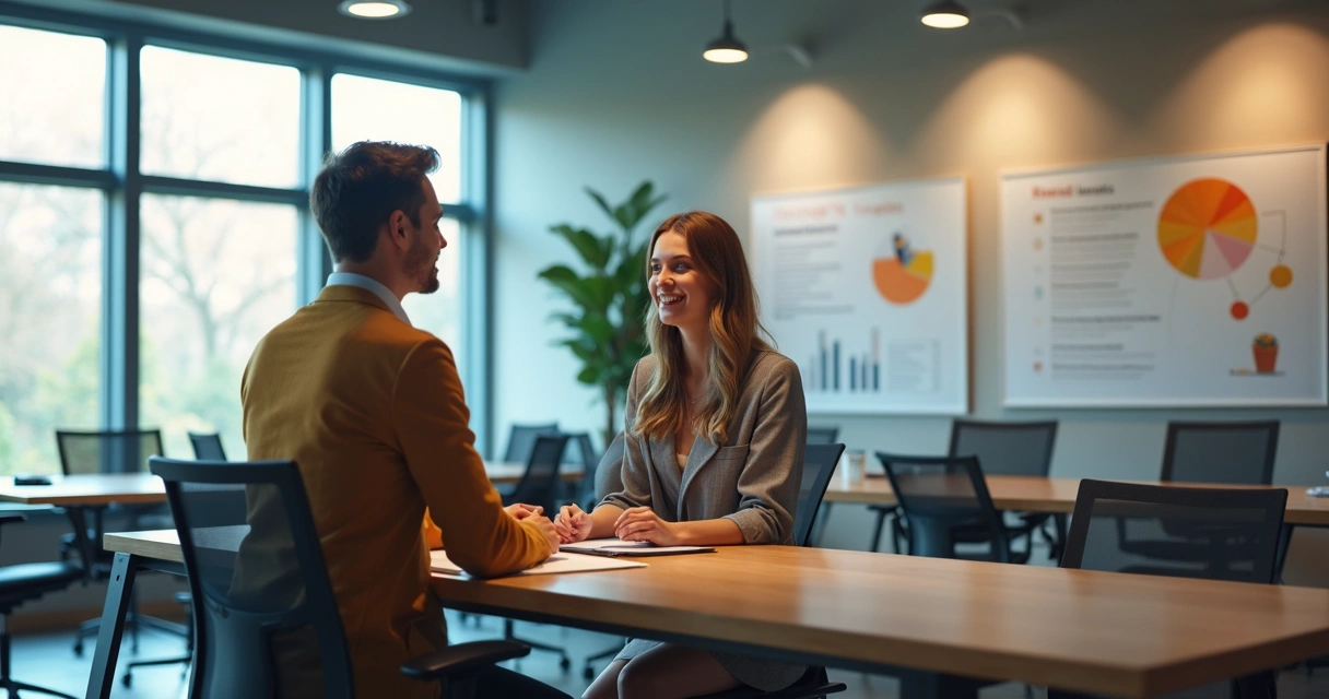 Líder orientando colaborador de forma próxima e amigável