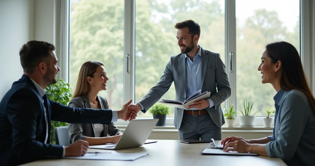 Pessoa delegando funções a colegas de trabalho