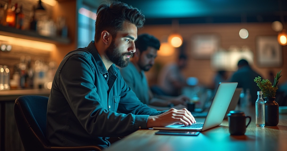 Gestor de bar administrando delivery digital 