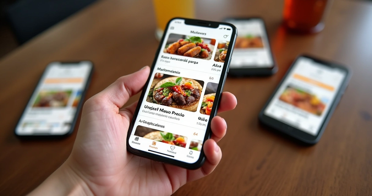 Telas de aplicativos de delivery exibindo cardápios variados 