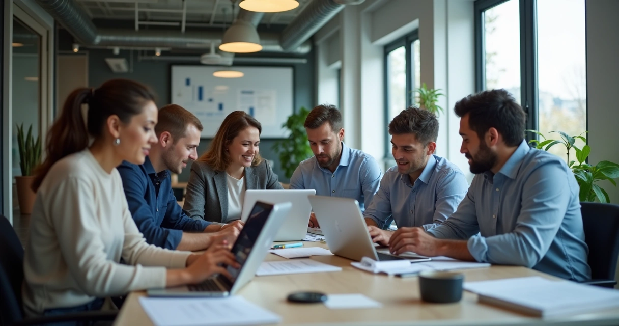 Pessoas de diferentes idades acessando tecnologia digital em escritório 