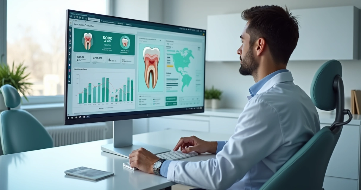 Endodontista analisando campanhas de anúncios em frente ao computador 