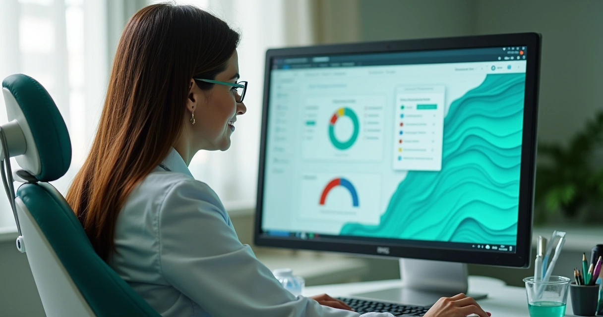 Dentista analisando campanhas de anúncios no computador