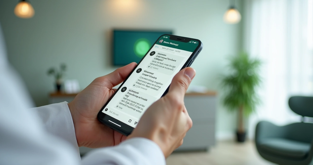 Atendimento odontológico pelo WhatsApp em tela de celular 