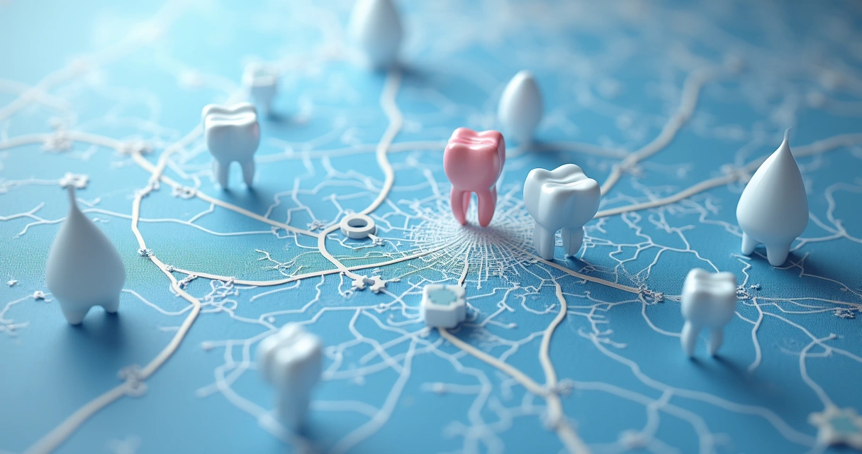 Mapa exibindo raio de segmentação em torno de clínica odontológica 