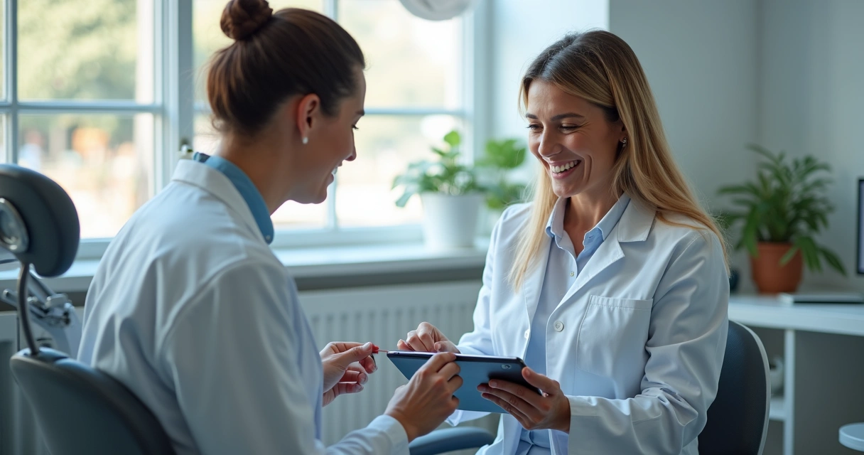 Dentista explicando tratamento ao paciente 